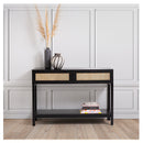 Casa Decor Tulum Rattan Console Entry Table Storage Hallway Wood Black