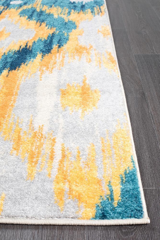 Dimensions Divinity Burst Blue Modern Rug