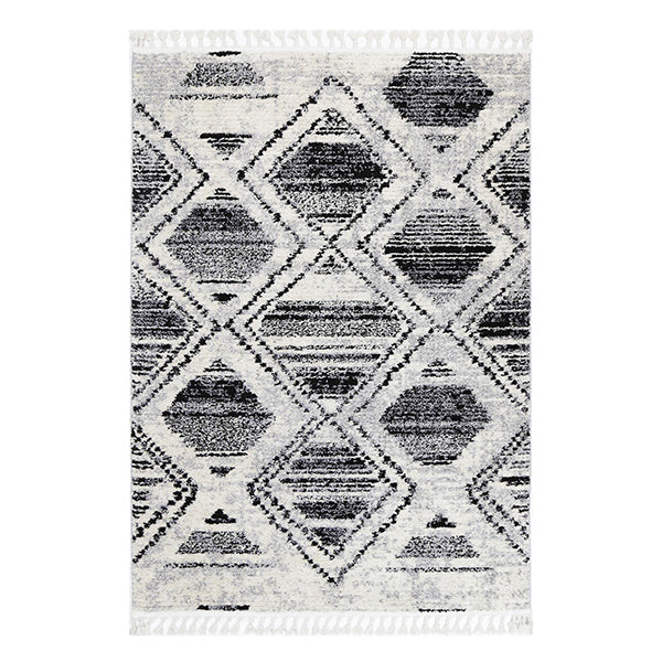 Diamond Pattern White Black Geometric Rug 80X300Cm