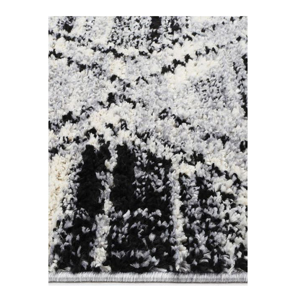 Diamond Pattern White Black Geometric Rug 80X300Cm