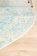 Evoke Round Glacier White Blue Transitional Rug