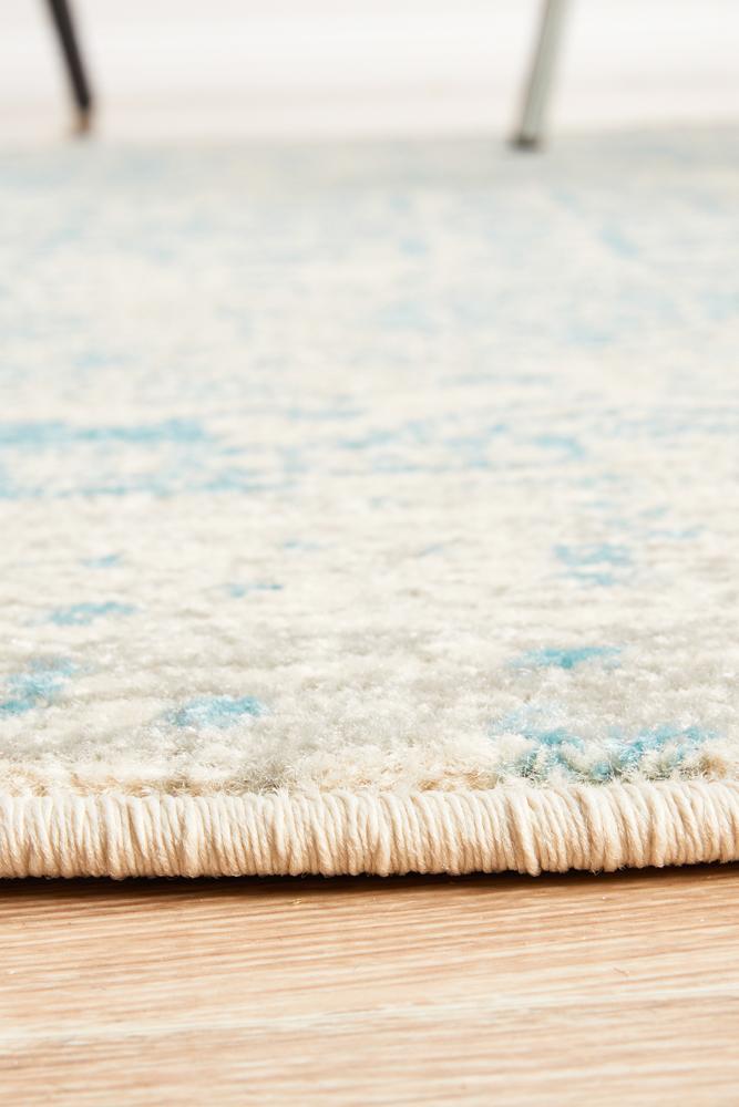 Evoke Round Glacier White Blue Transitional Rug