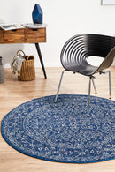 Evoke Round Artist Navy Transitional Rug