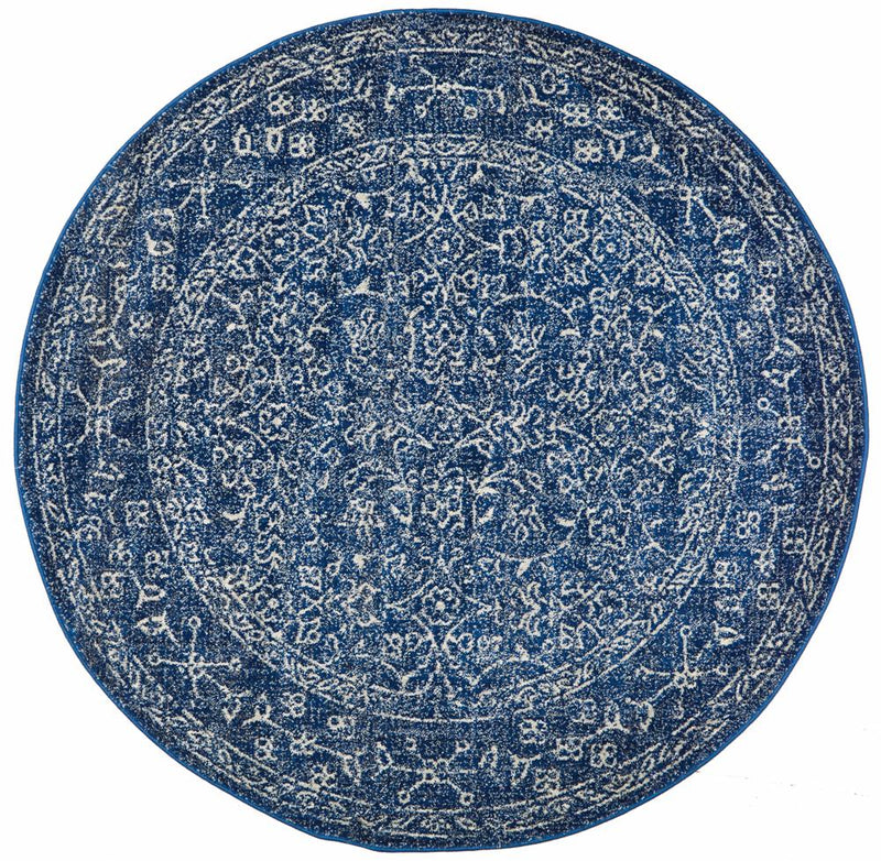 Evoke Round Artist Navy Transitional Rug