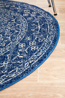 Evoke Round Artist Navy Transitional Rug