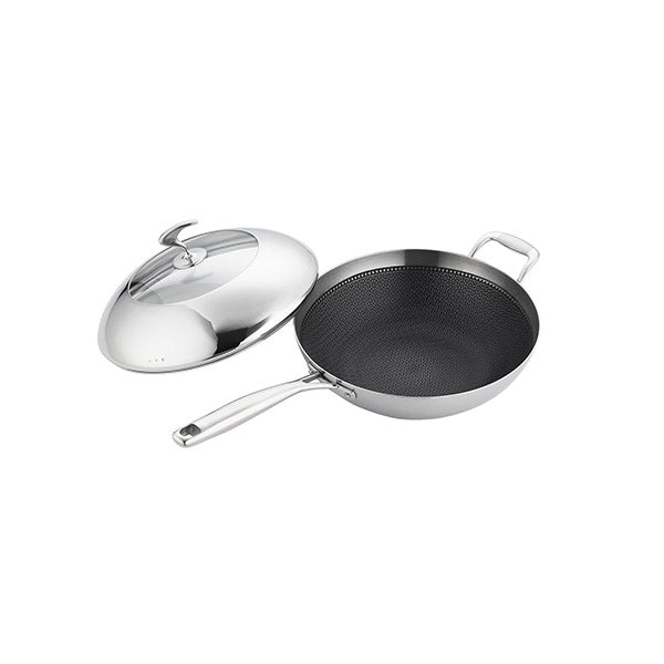 32Cm Frying Pan Non Stick Skillet With Helper Handle And Lid