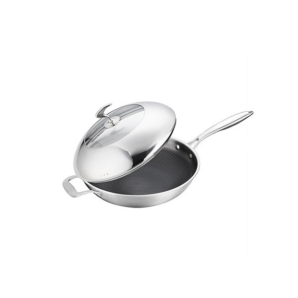 32Cm Frying Pan Non Stick Skillet With Helper Handle And Lid