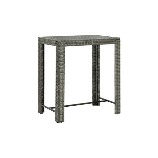 Garden Bar Table Grey Poly Rattan Powder Coated Steel