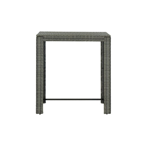 Garden Bar Table Grey Poly Rattan Powder Coated Steel