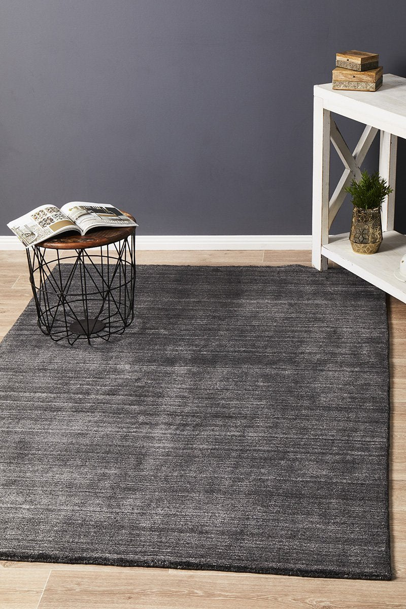 Havana Wool & Silky Viscose Charcoal Rug