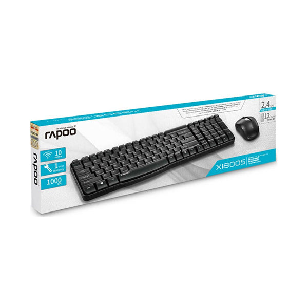 RAPOO X1800S 2.4GHz Wireless Optical Keyboard Mouse Combo Black