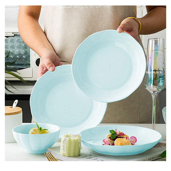 Light Blue Ceramic Dinnerware Set Of 12C