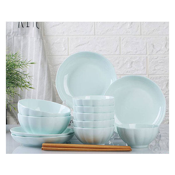 Light Blue Ceramic Dinnerware Set Of 10C