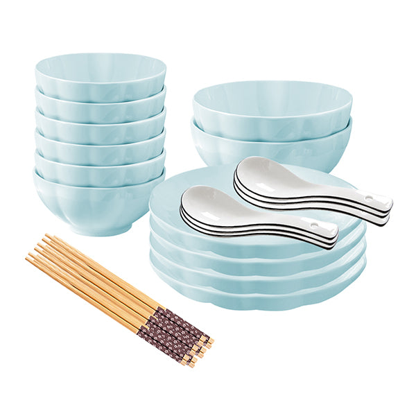 Light Blue Ceramic Dinnerware Set Of 12C