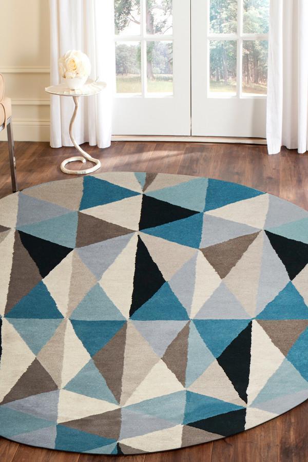 Matrix Pure Wool Turquoise Round Rug