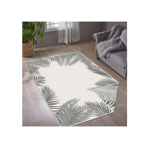 Matting Leaf Border Silver Rug 200Cm X 290Cm