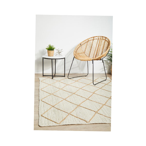 Byron Hand Braided White Rug