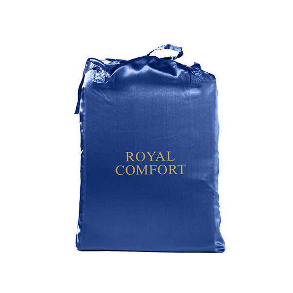 Royal Comfort King Navy Blue Satin Sheet Set 4 Piece Fitted Flat Sheet