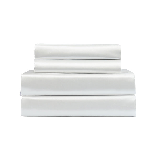 Royal Comfort King Satin Sheet Set 4Pcs Fitted Flat Sheet Pillowcases