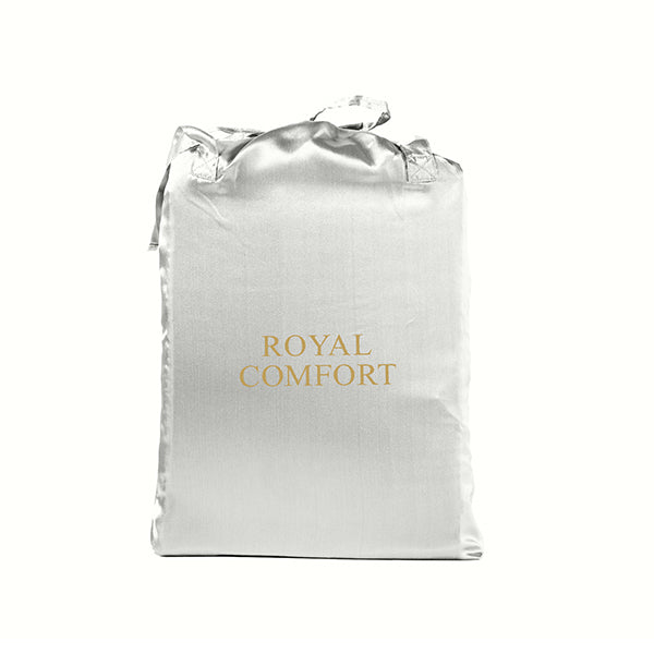 Royal Comfort Satin Sheet Set 3Pcs Fitted Sheet Pillowcase King Silver