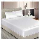 Royal Comfort Satin Sheet Set 3Pcs Fitted Sheet Pillowcase Queen White