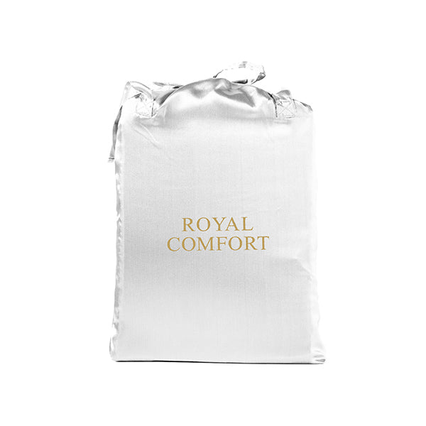 Royal Comfort Satin Sheet Set 3Pcs Fitted Sheet Pillowcase Queen White