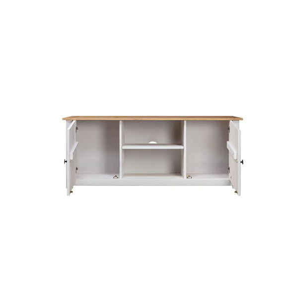 Tv Cabinet White 120 X 40 X 50 Cm Solid Pine Wood Panama Range