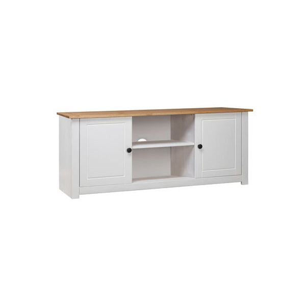 Tv Cabinet White 120 X 40 X 50 Cm Solid Pine Wood Panama Range