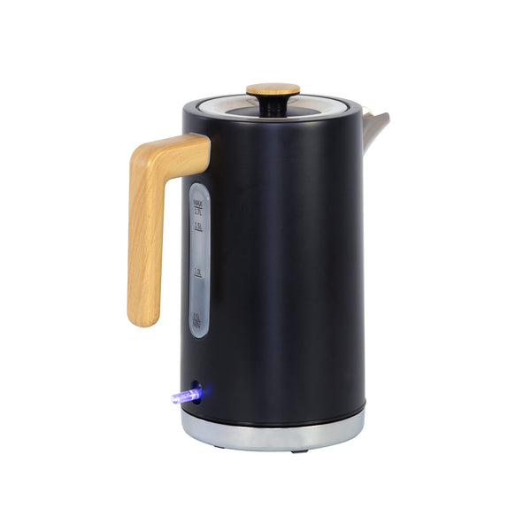 1700ML Kitchen Kettle in Black with Wood Accents