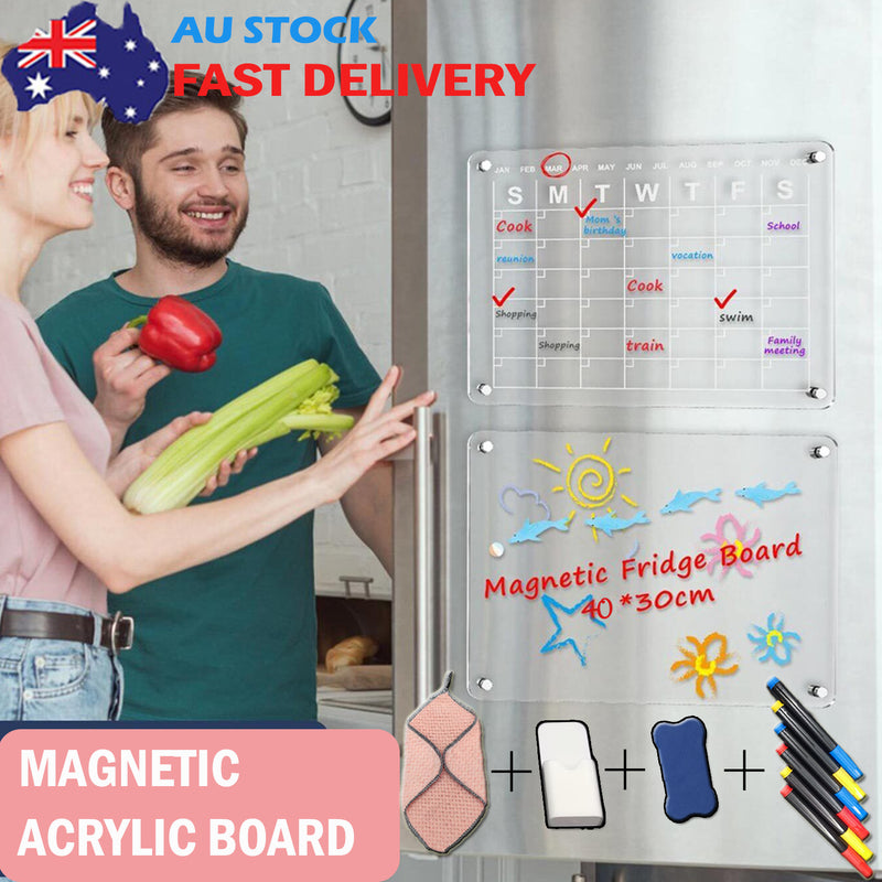 Large Magnetic Fridge Whiteboard Weekly Calendar Planner Acrylic White Board Set