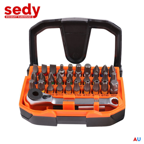 32Piece Mini Double Head Screwdriver Bit and Ratchet Set CRV Steel Durable