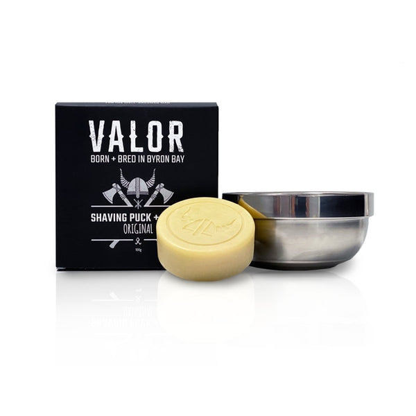 Shaving Soap Puck plus Steel Bowl Original Valor Scent