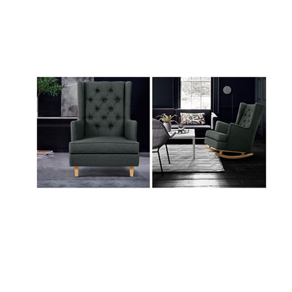 Rocking Armchair Feeding Chair Fabric Lounge Recliner Charcoal