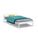 Single Size Wooden Bed Frame Mattress Base Timber Platform White