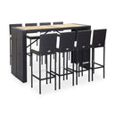 9 Piece Outdoor Bar Set Black Poly Rattan And Acacia Wood