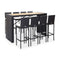 9 Piece Outdoor Bar Set Black Poly Rattan And Acacia Wood