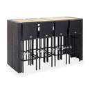 9 Piece Outdoor Bar Set Black Poly Rattan And Acacia Wood