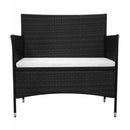 Garden Bench With Cushion Poly Rattan Black