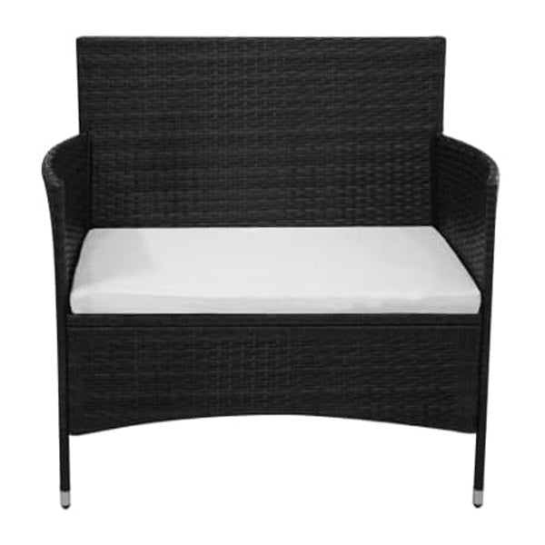 Garden Bench With Cushion Poly Rattan Black