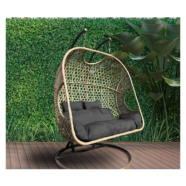 2 Seater Rocking Egg Chair Outdoor Wicker Rattan Patio Garden