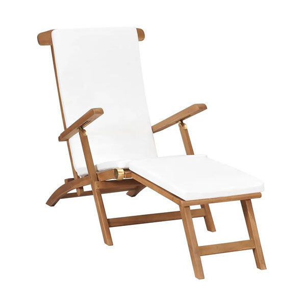 Deck Chair With Cushion Solid Teak Wood