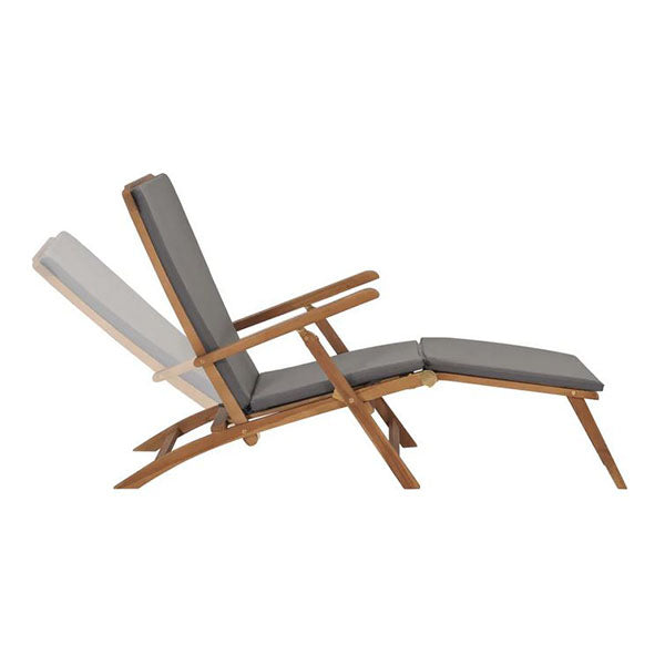 Deck Chair With Cushion Solid Teak Wood