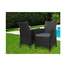 Outdoor Bistro Set Chairs Patio Dining Wicker Garden Cushion X2