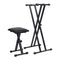 Double Braced Keyboard Stand And Stool Set Black