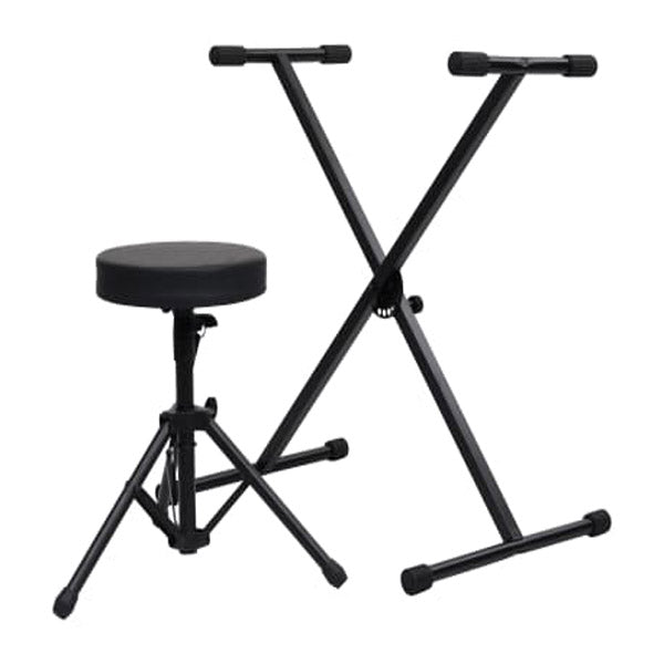 Keyboard Stand And Stool Set Black