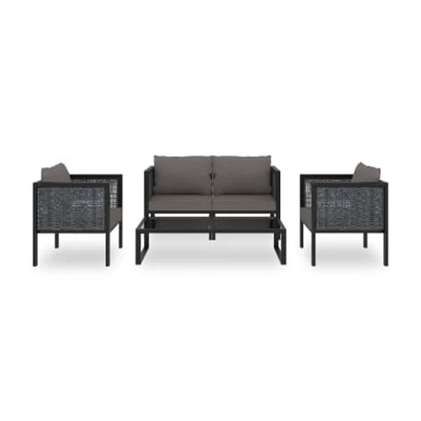 5 Piece Garden Lounge Set With Cushions Poly Rattan Anthracite