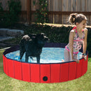 Foldable Pet Swimming Pool with Rotatable Drain Valve Red