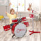 Kids Drum Keyboard Set with Stool and Microphone Stand Red